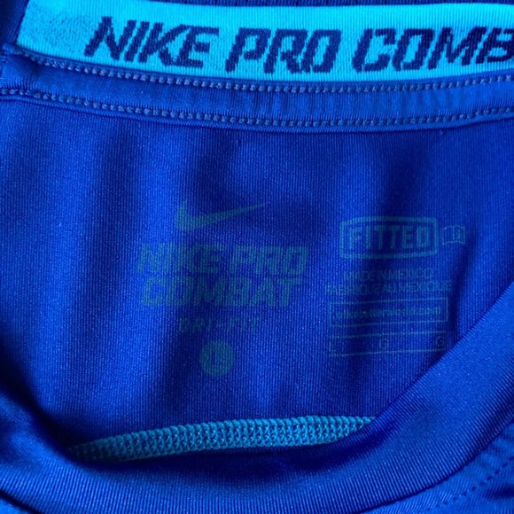 NIKE Combat Pro Dri Fit Turquoise Royal Blue Workout Exercise Top - Picture 6 of 6